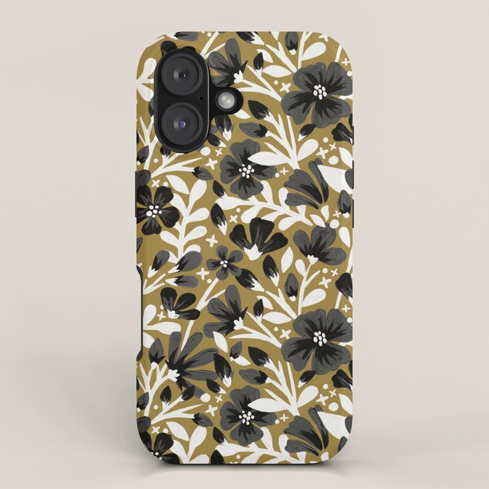 Blossom Pattern â Black & White on Kraft iPhone Case Gallery Image 1