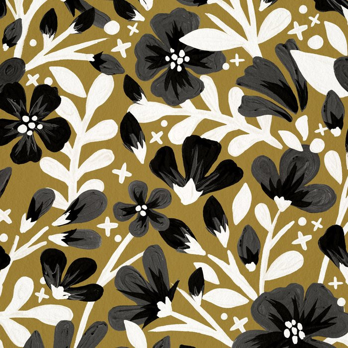 Blossom Pattern â Black & White on Kraft Coffee Mug Gallery Image 2