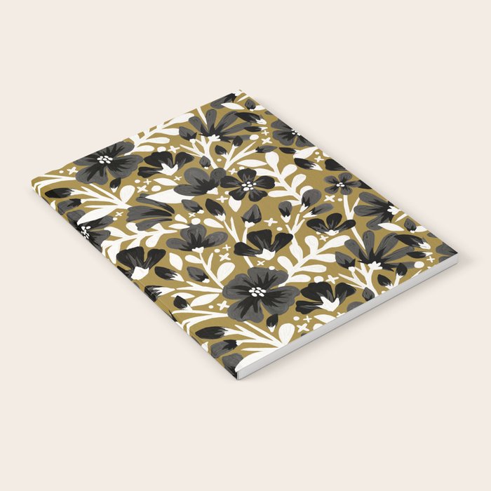 Blossom Pattern â Black & White on Kraft Notebook Gallery Image 2