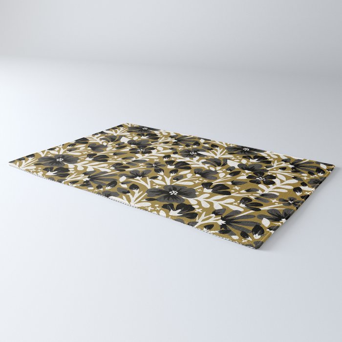 Blossom Pattern â Black & White on Kraft Rug Gallery Image 3