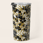 Blossom Pattern â Black & White on Kraft Travel Mug Gallery Image 3