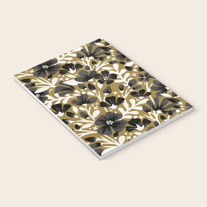 Blossom Pattern â Black & White on Kraft Notebook Gallery Image 3