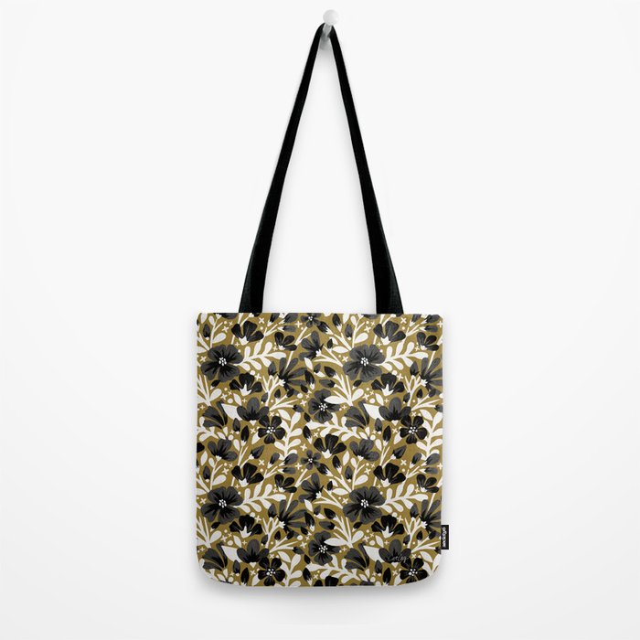 Blossom Pattern â Black & White on Kraft Tote Bag Gallery Image 2