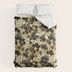 Blossom Pattern â Black & White on Kraft Comforter Gallery Image 6