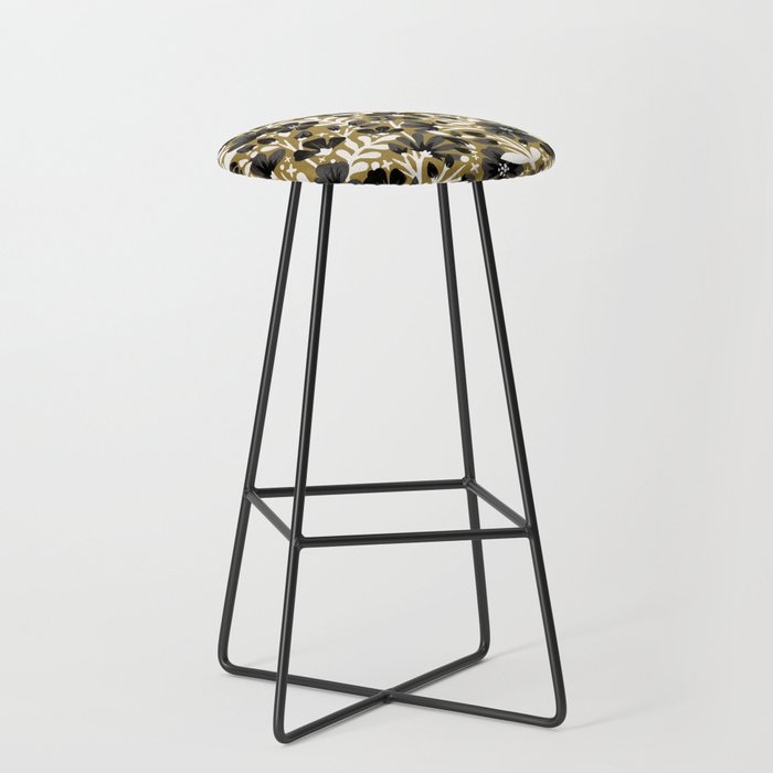 Blossom Pattern â Black & White on Kraft Stool Gallery Image 1