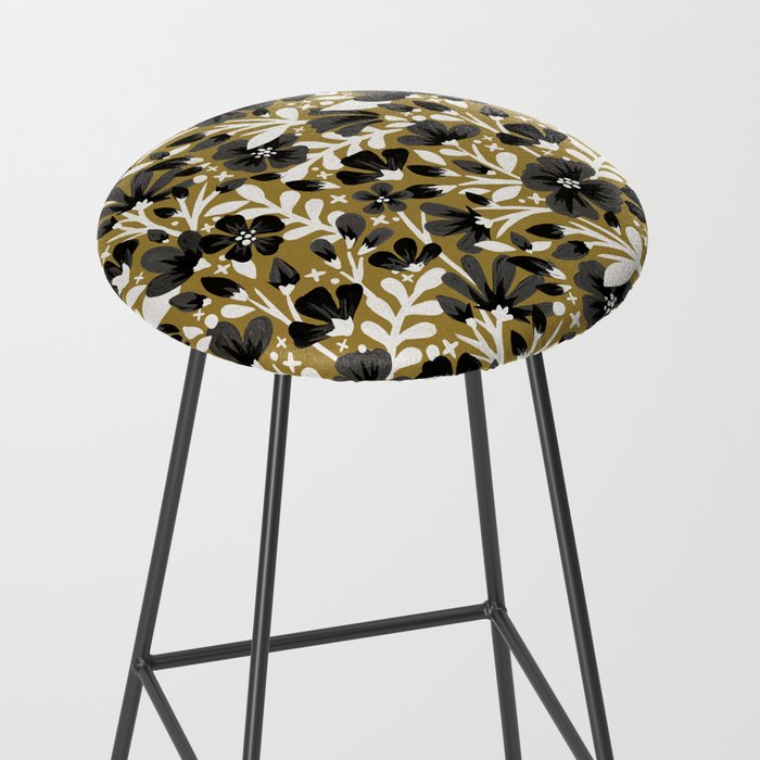Blossom Pattern â Black & White on Kraft Stool Gallery Image 2