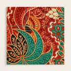 Vintage Indonesian Batik Print Wood Wall Art Gallery Image 1
