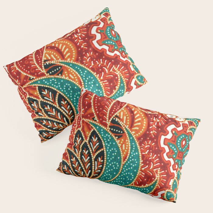 Vintage Indonesian Batik Print Pillow Sham Gallery Image 1