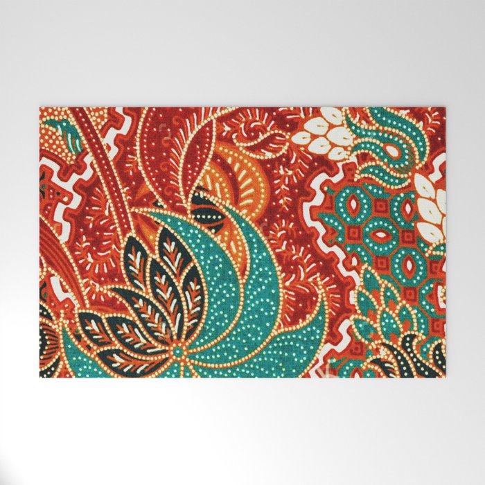 Vintage Indonesian Batik Print Welcome Mat Gallery Image 1
