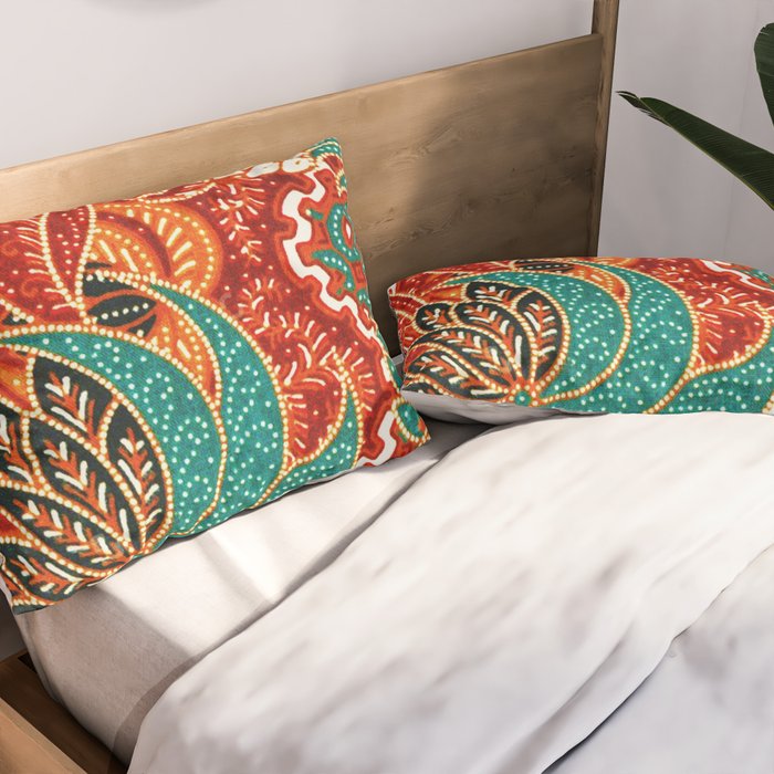 Vintage Indonesian Batik Print Pillow Sham Gallery Image 2