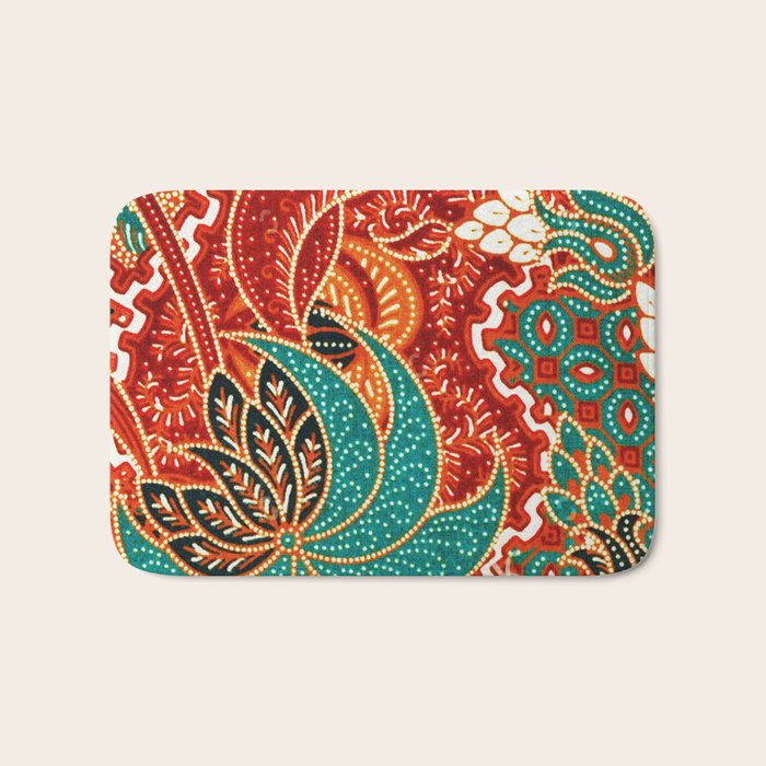 Vintage Indonesian Batik Print Bath Mat Gallery Image 1