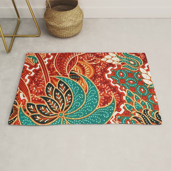Vintage Indonesian Batik Print Rug Gallery Image 1