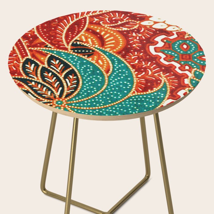 Vintage Indonesian Batik Print Side Table Gallery Image 2