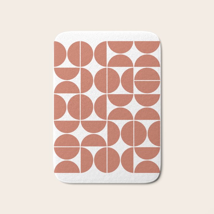 Mid Century Modern Geometric 04 Terracotta Bath Mat Gallery Image 1