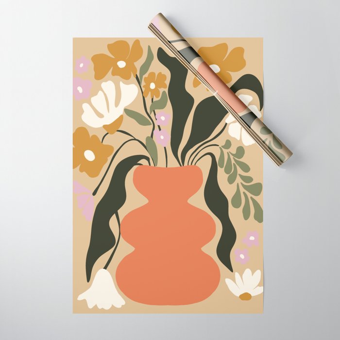 Retro flower pot  Wrapping Paper Gallery Image 1