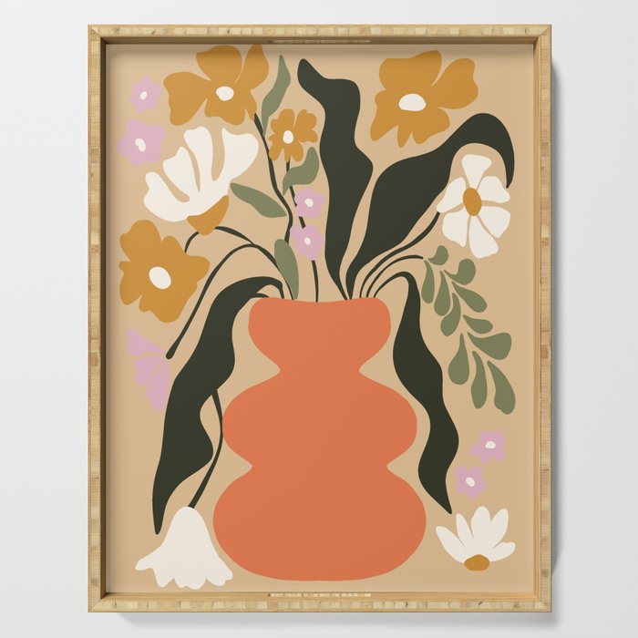 Retro flower pot  Serving Tray Gallery Image 1