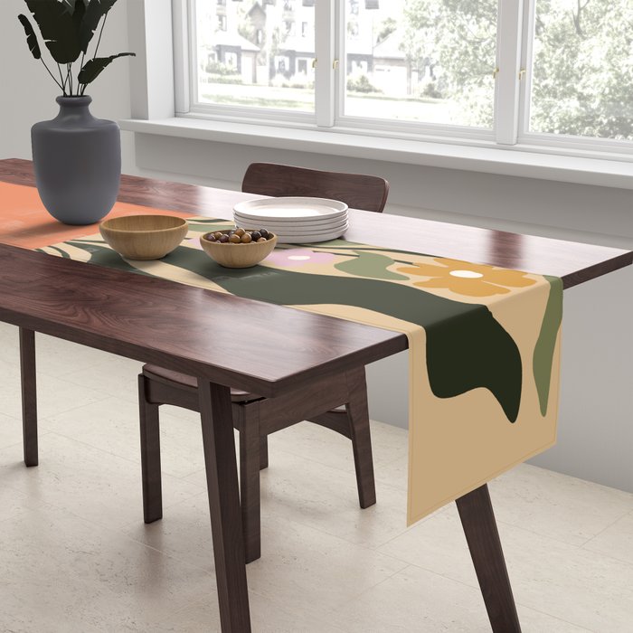 Retro flower pot  Table Runner Gallery Image 2