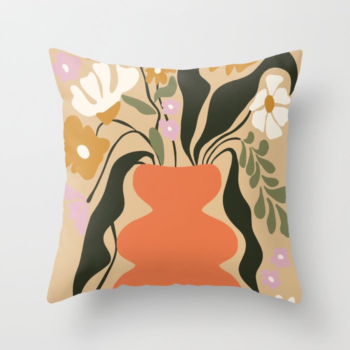 Retro flower pot  Throw Pillow Gallery Image 1