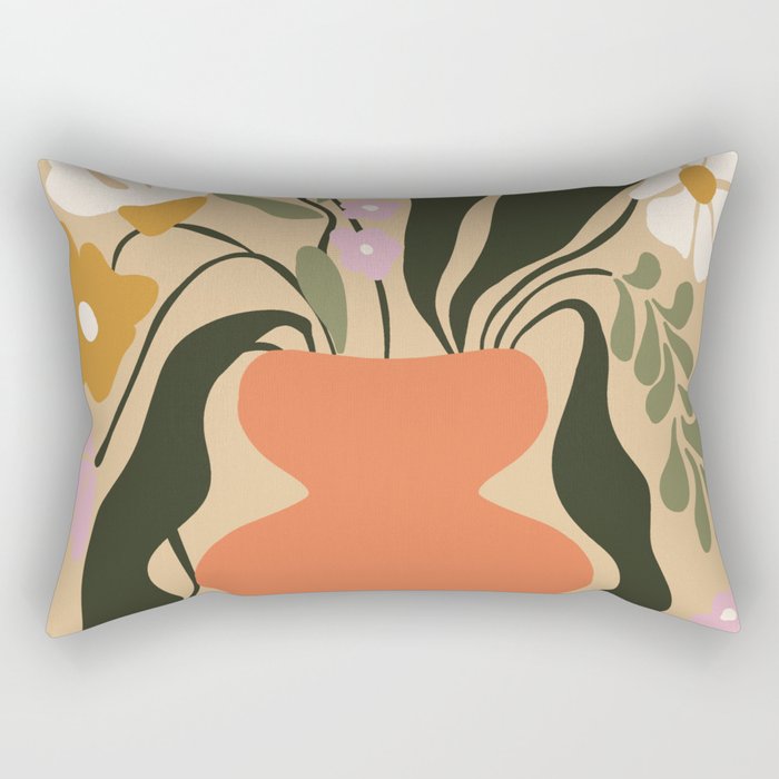 Retro flower pot  Rectangular Pillow Gallery Image 1
