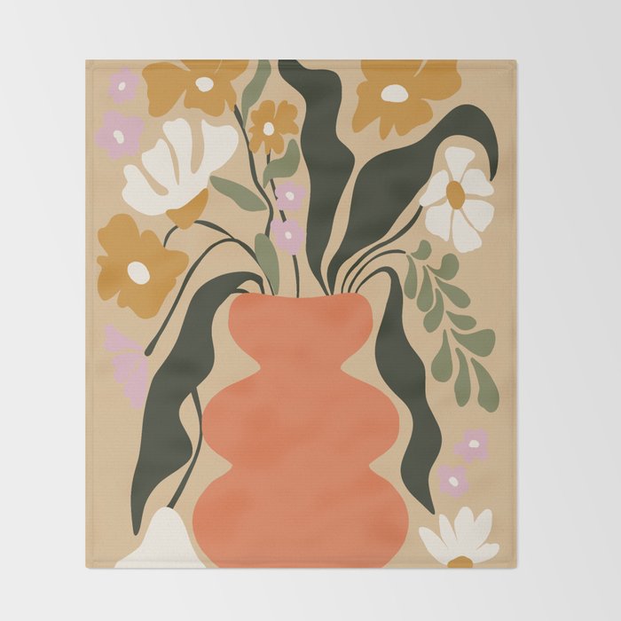 Retro flower pot  Throw Blanket Gallery Image 2