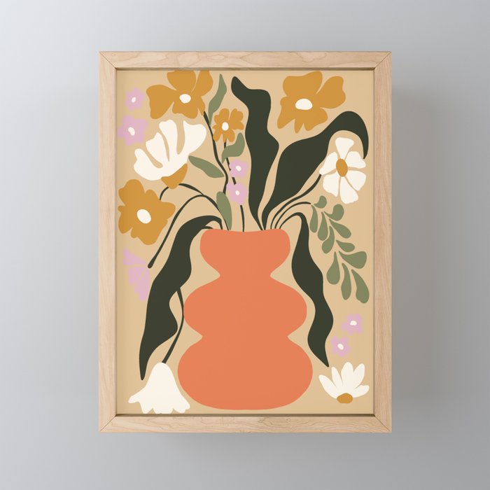 Retro flower pot  Mini Art Print Gallery Image 1