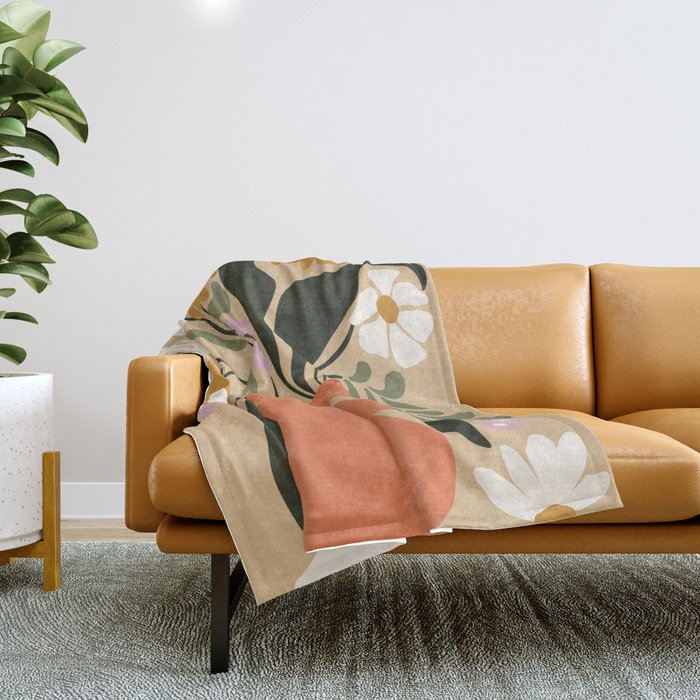 Retro flower pot  Throw Blanket Gallery Image 1