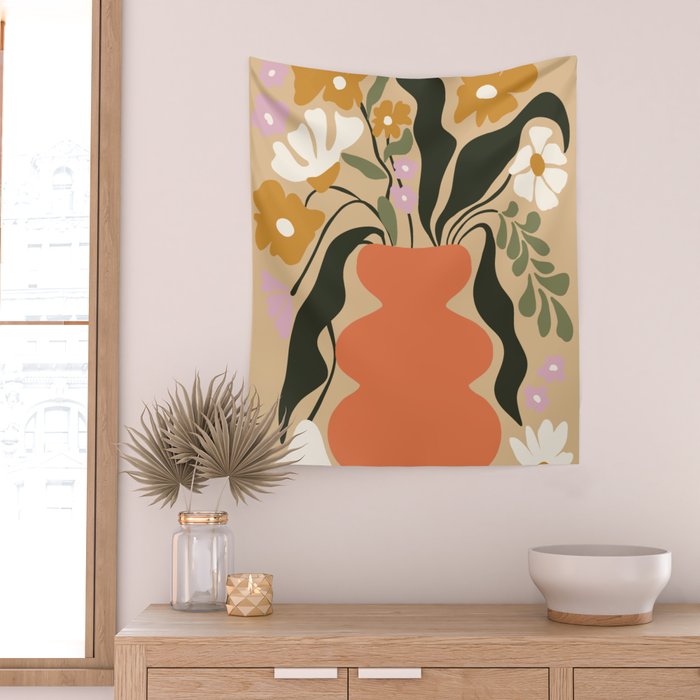 Retro flower pot  Wall Tapestry Gallery Image 2