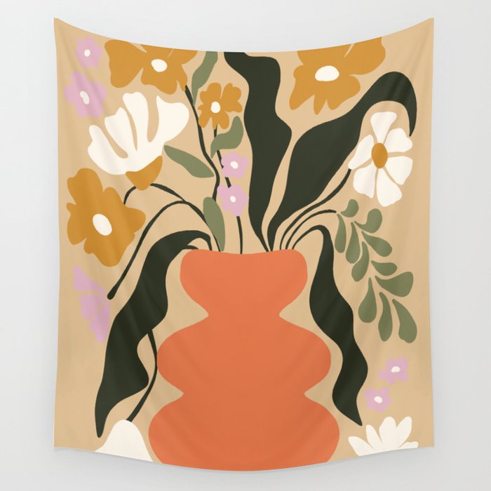 Retro flower pot  Wall Tapestry Gallery Image 4