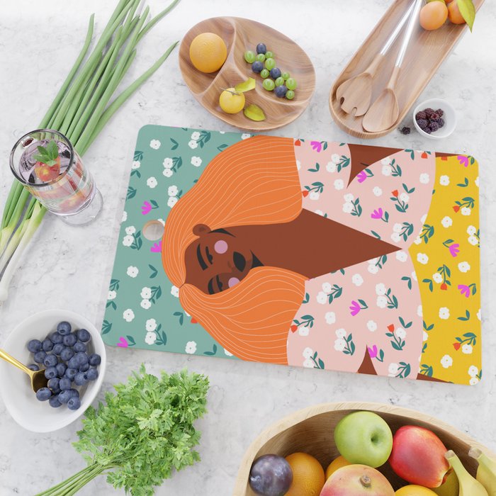 Dainty Floral Beauty - Orange Hair Cutting Board Gallery Image 2