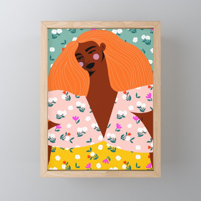 Dainty Floral Beauty - Orange Hair Mini Art Print Gallery Image 1