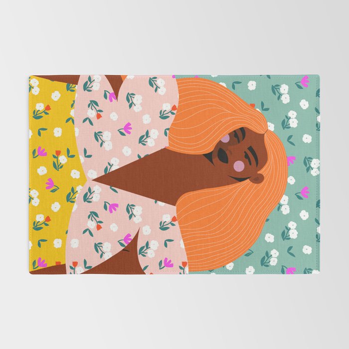 Dainty Floral Beauty - Orange Hair Rug Gallery Image 2