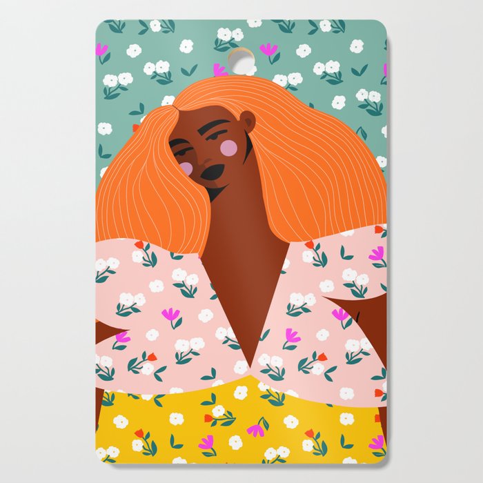 Dainty Floral Beauty - Orange Hair Cutting Board Gallery Image 1
