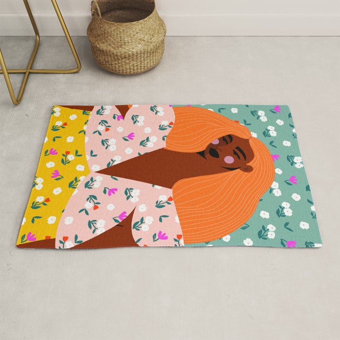 Dainty Floral Beauty - Orange Hair Rug Gallery Image 1