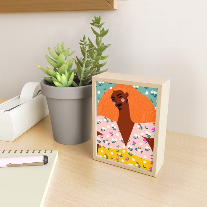 Dainty Floral Beauty - Orange Hair Mini Art Print Gallery Image 2