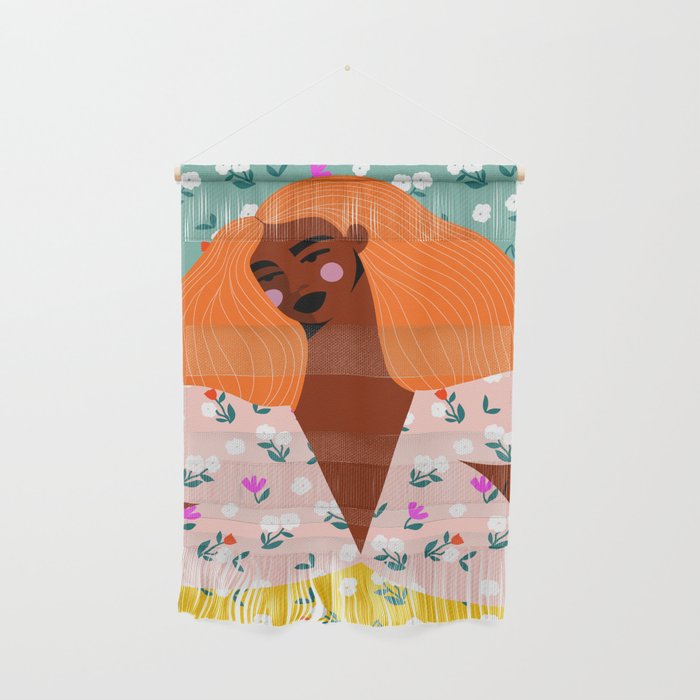 Dainty Floral Beauty - Orange Hair Wall Hanging Gallery Image 1