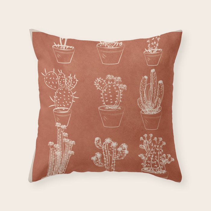 Minimalist Cactus Art 1 Throw Pillow Gallery Image 1