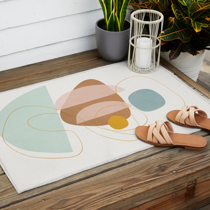 Soft Abstract Shapes 13 Outdoor Rug Gallery Image 2