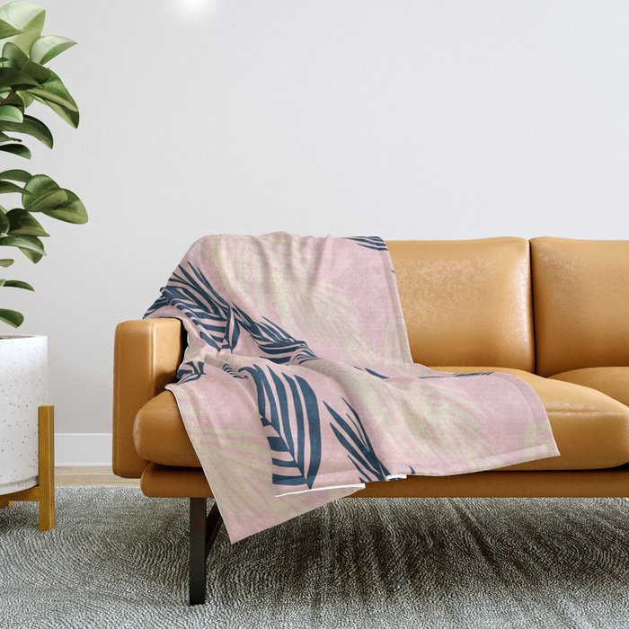 Pink Palms Throw Blanket Gallery Image 1