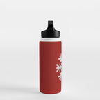 Classic Red Christmas white snowflake knit Water Bottle Gallery Image 3