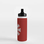 Classic Red Christmas white snowflake knit Water Bottle Gallery Image 2