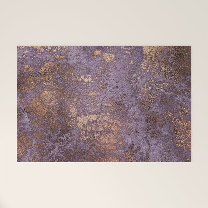 Purple and Copper Glamour Ink  Marble Texture Welcome Mat Gallery Image 1