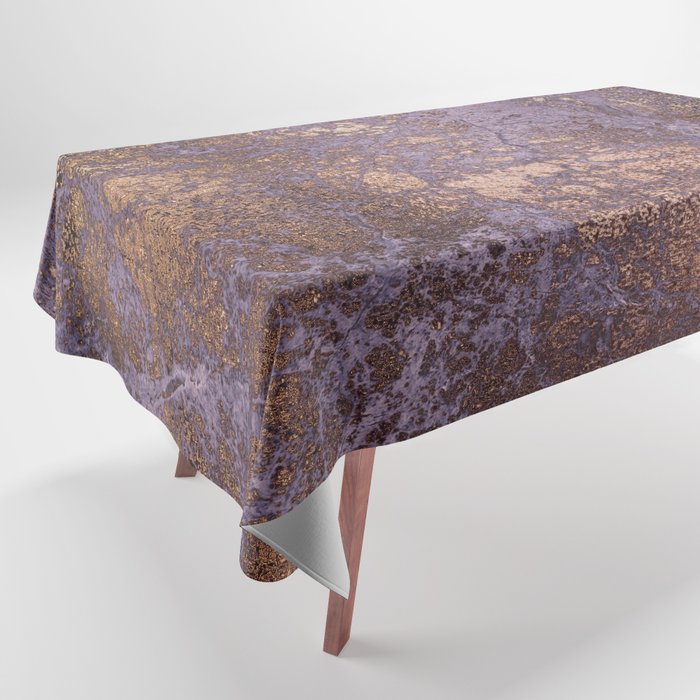Purple and Copper Glamour Ink  Marble Texture Tablecloth Gallery Image 1