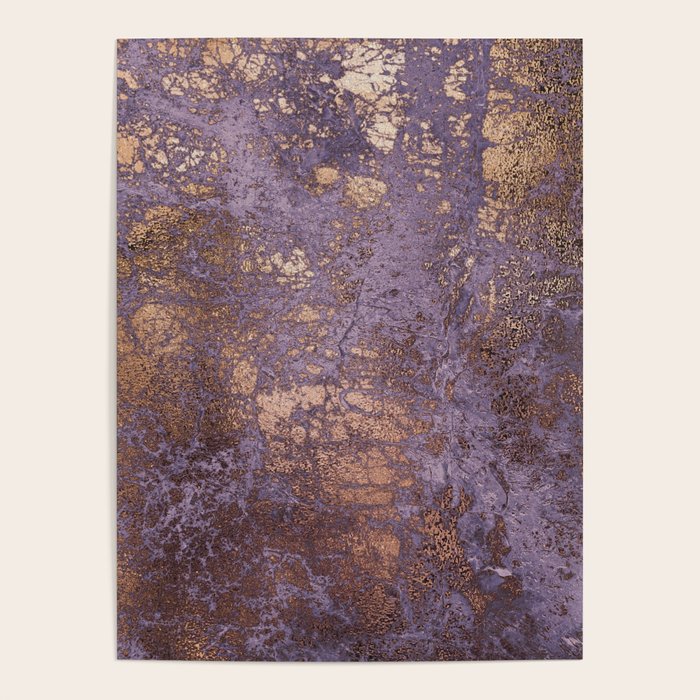 Purple and Copper Glamour Ink  Marble Texture Poster Gallery Image 4
