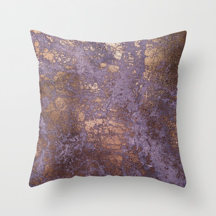 Purple and Copper Glamour Ink  Marble Texture Throw Pillow Gallery Image 1