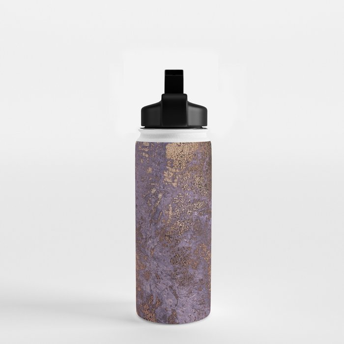 Purple and Copper Glamour Ink  Marble Texture Water Bottle Gallery Image 2