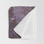 Purple and Copper Glamour Ink  Marble Texture Throw Blanket Gallery Image 3