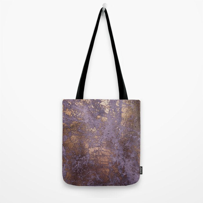 Purple and Copper Glamour Ink  Marble Texture Tote Bag Gallery Image 2