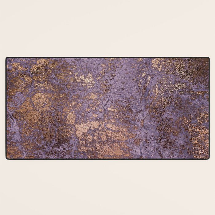Purple and Copper Glamour Ink  Marble Texture Desk Mat Gallery Image 3