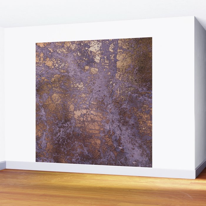Purple and Copper Glamour Ink  Marble Texture Wall Mural Gallery Image 2