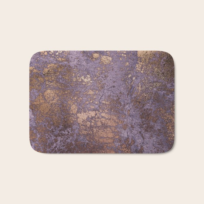 Purple and Copper Glamour Ink  Marble Texture Bath Mat Gallery Image 1